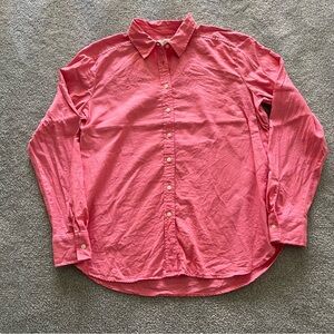 LOFT Linen Blend Long Sleeve Button Down Shirt Pink Size Small Spring Summer